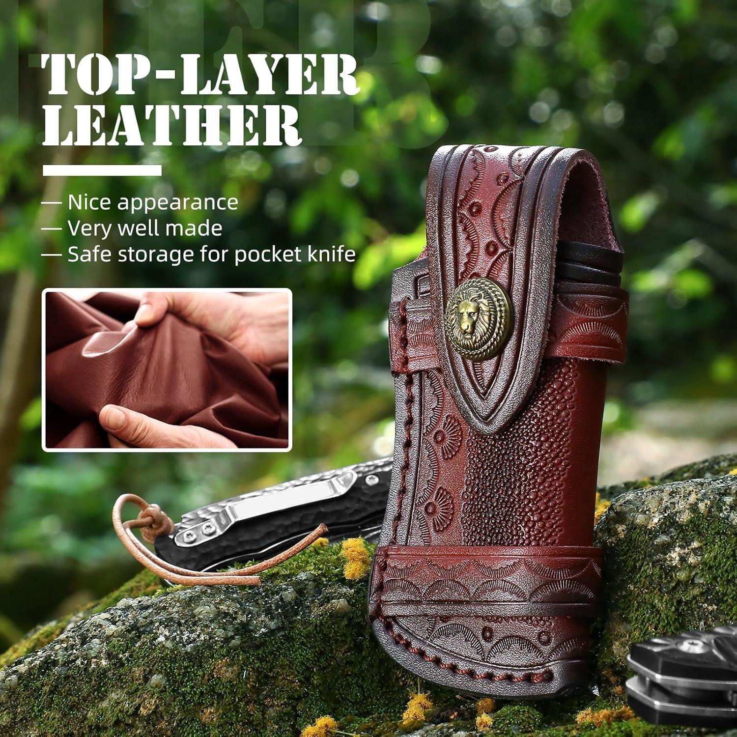 Funda de Cuchillo Plegable Omesio de Cuero Marrón 11.51 cm