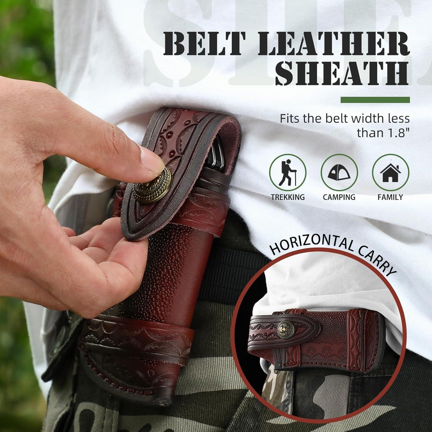 Funda de Cuchillo Plegable Omesio de Cuero Marrón 11.51 cm