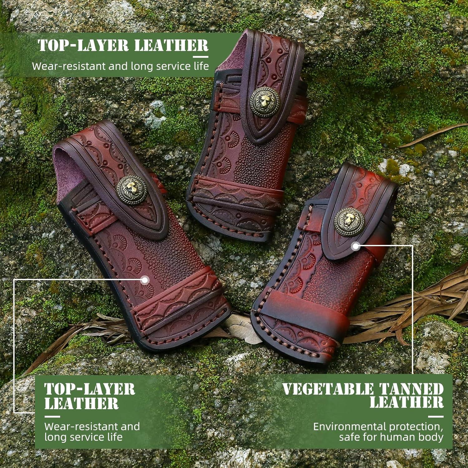 Funda de Cuchillo Plegable Omesio de Cuero Marrón 11.51 cm