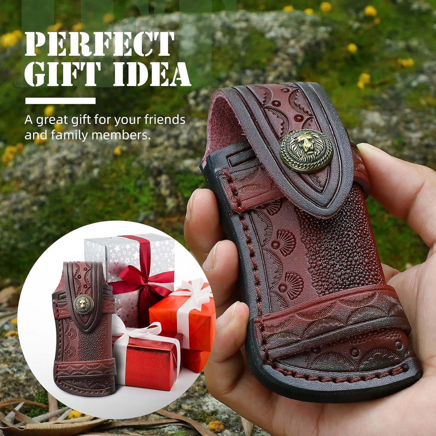 Funda de Cuchillo Plegable Omesio de Cuero Marrón 11.51 cm