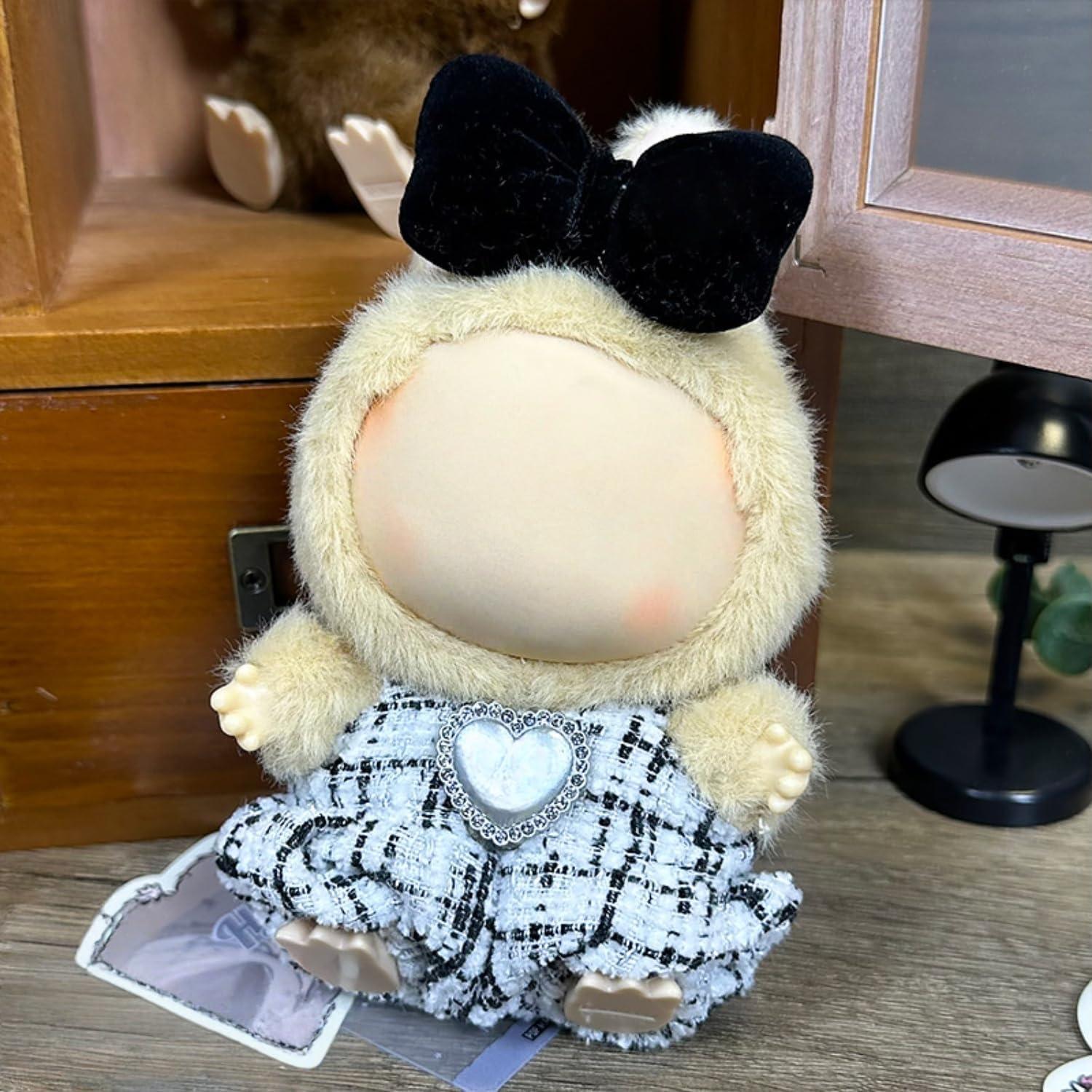 Conjunto de Ropa y Accesorios para Muñecas Labubu 15cm/17cm - Negro