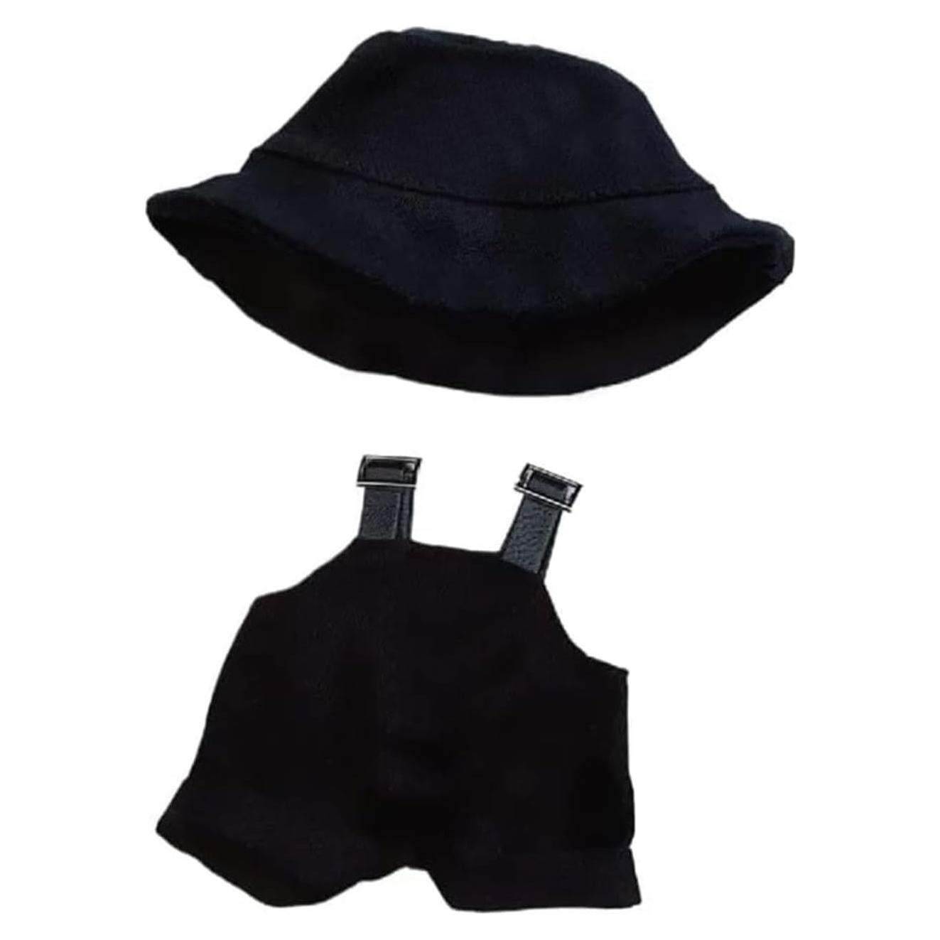 Conjunto de Ropa para Muñecas 17cm - Sombrero y Overoles Negro