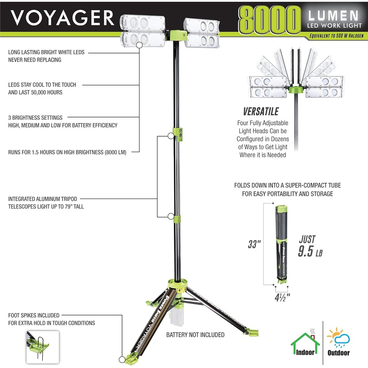 Luz de Trabajo LED PowerSmith Voyager 8000 Lúmenes Plegable