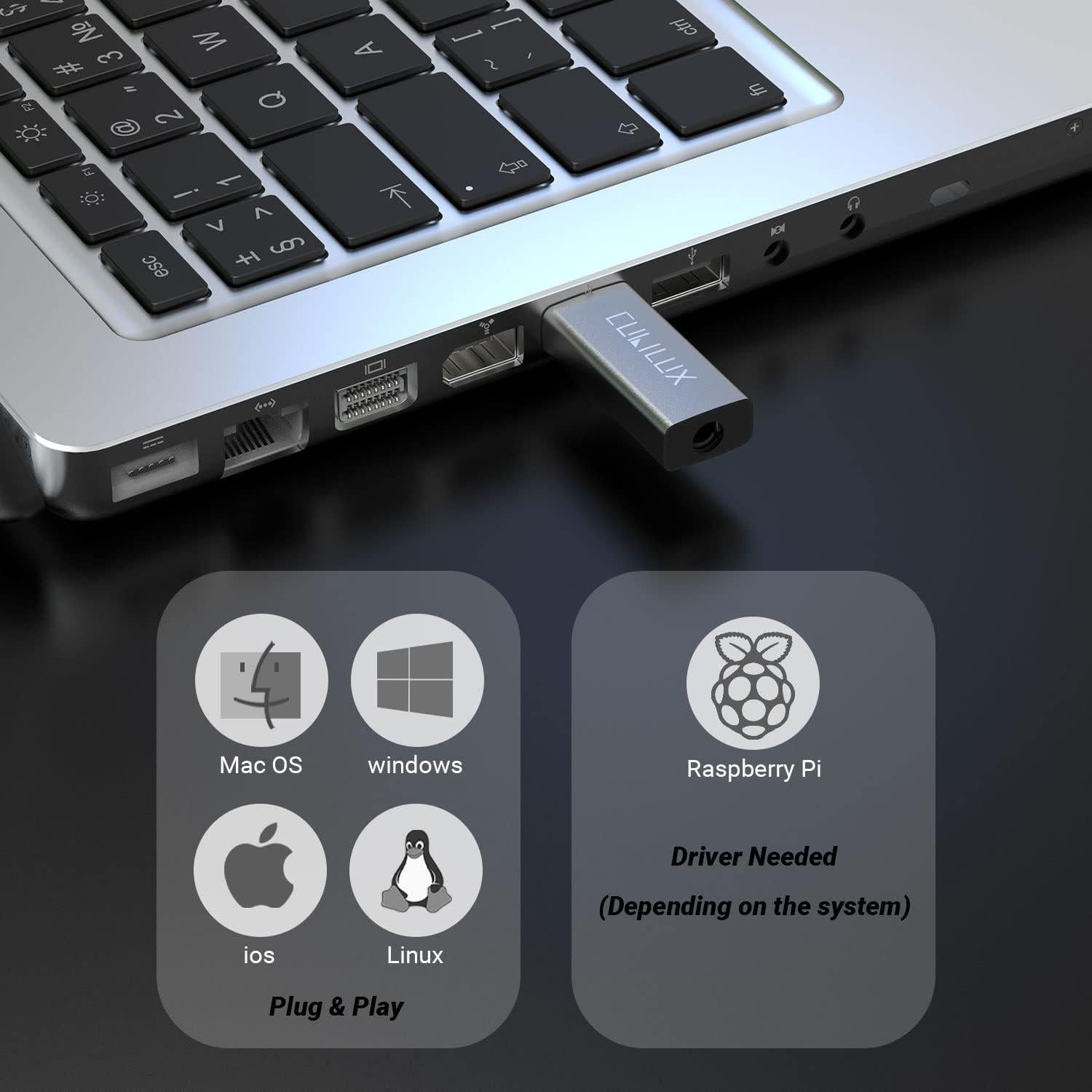 Adaptador de Sonido Externo USB Cubilux 96KHz 24bit TRRS