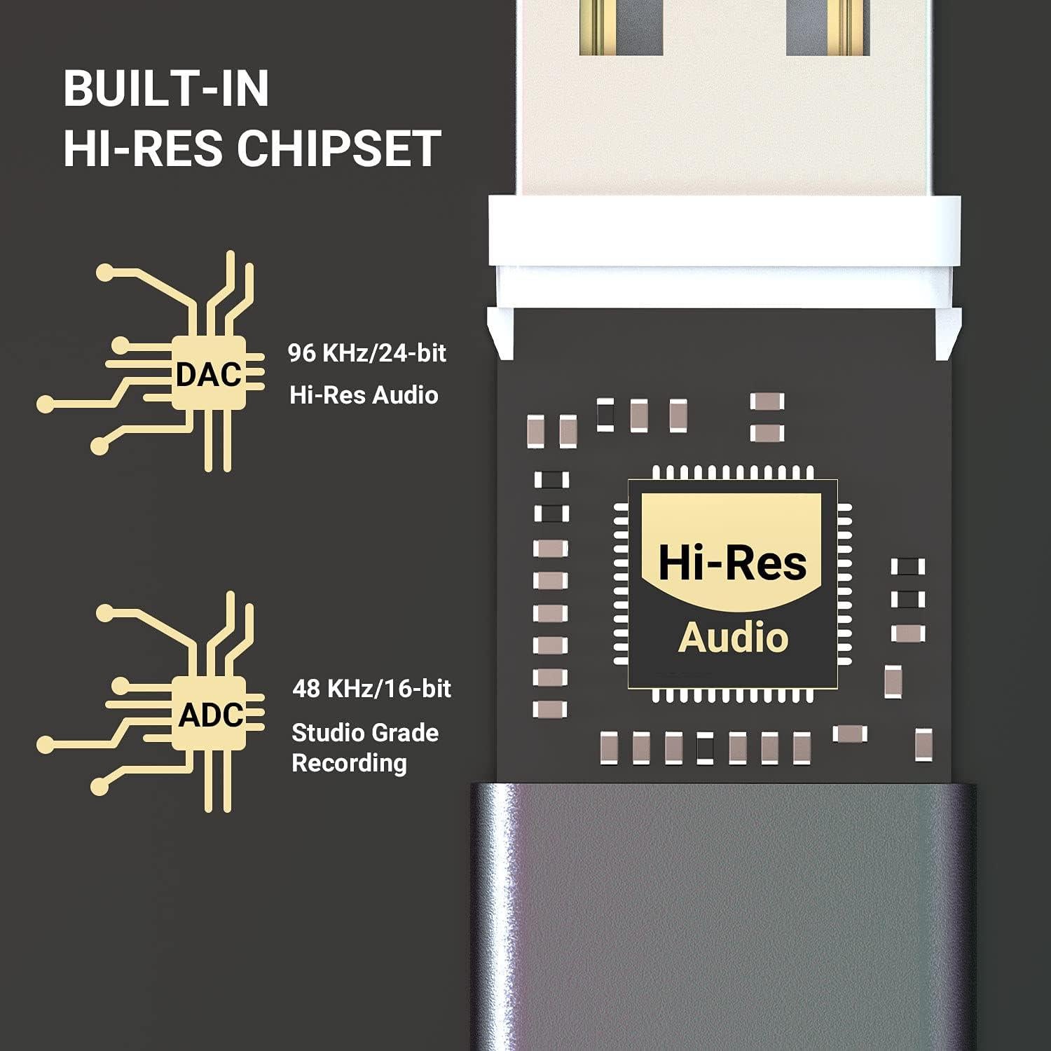 Adaptador de Sonido Externo USB Cubilux 96KHz 24bit TRRS