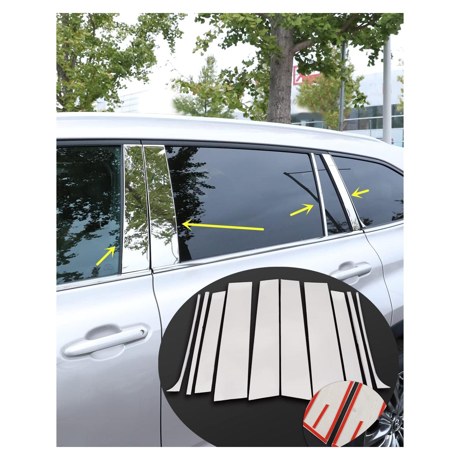 Molduras de Pilar de Ventana YAKANEY para Toyota Highlander 2020-2025