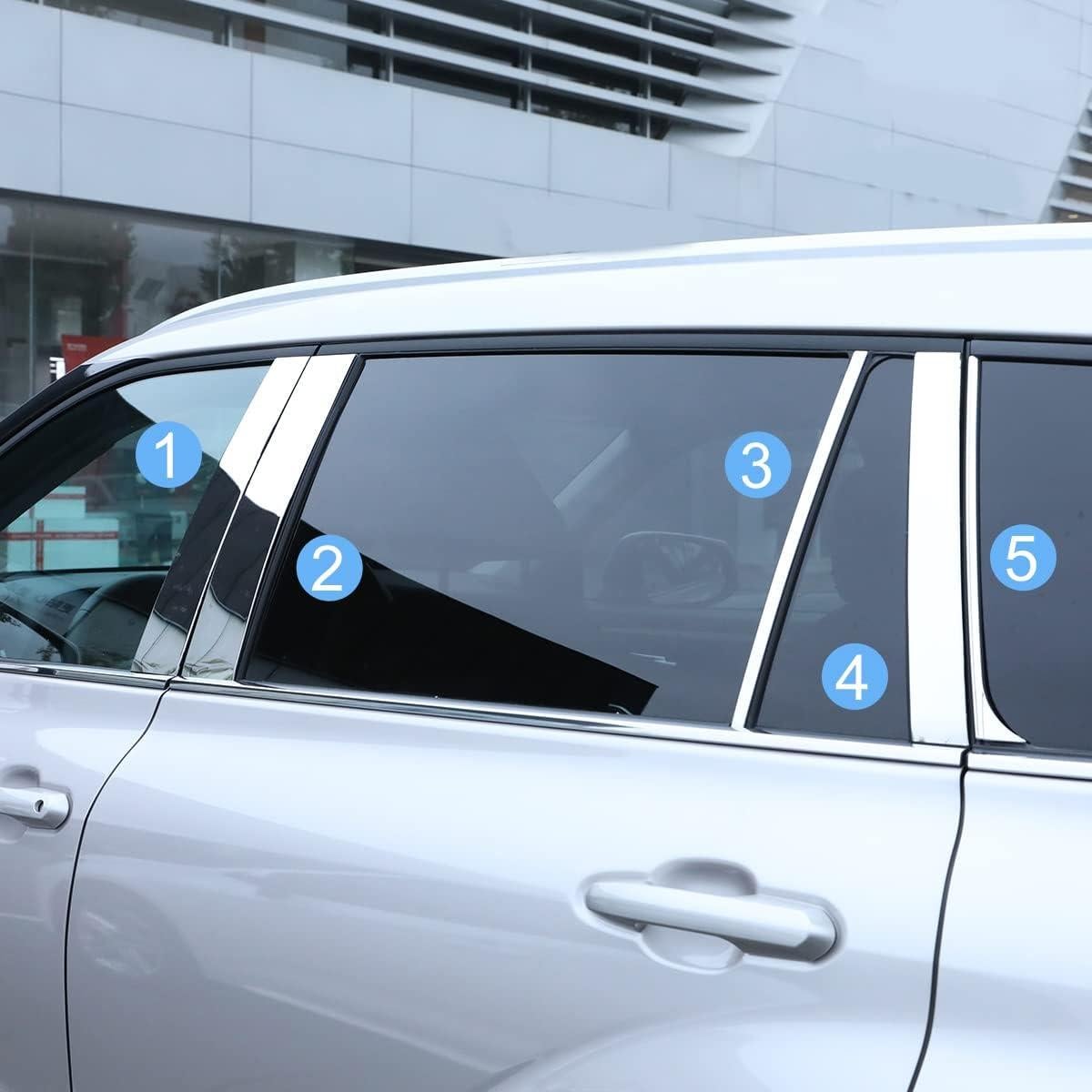 Molduras de Pilar de Ventana YAKANEY para Toyota Highlander 2020-2025