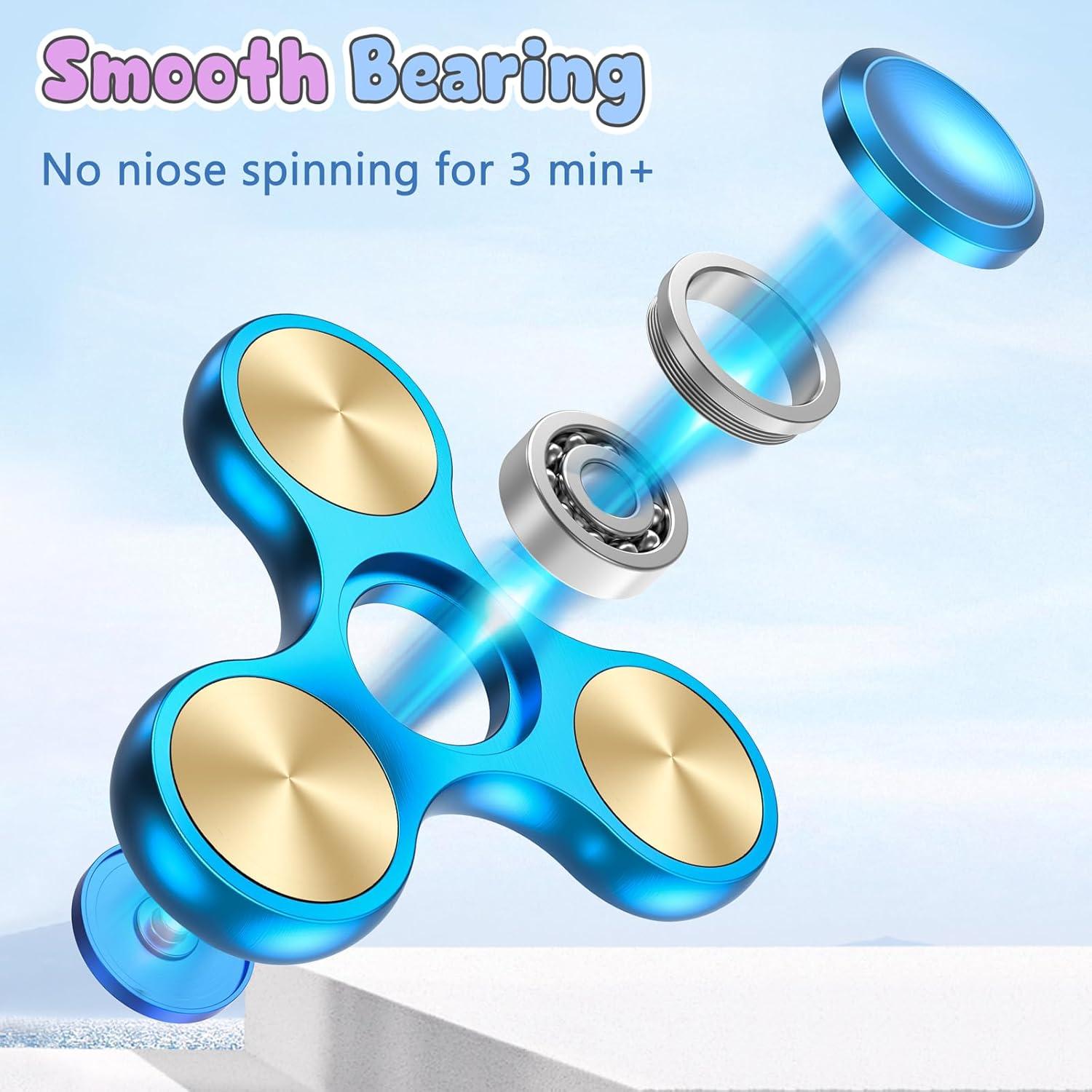 Fidget Spinner ATESSON Metal Azul, Acero Inoxidable, 10.2 cm
