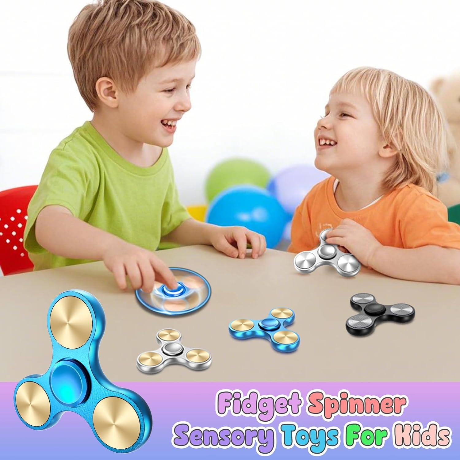 Fidget Spinner ATESSON Metal Azul, Acero Inoxidable, 10.2 cm