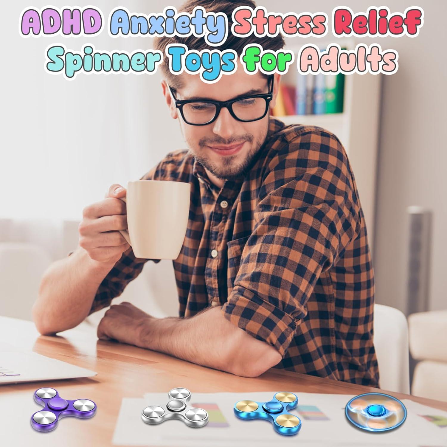 Fidget Spinner ATESSON Metal Azul, Acero Inoxidable, 10.2 cm