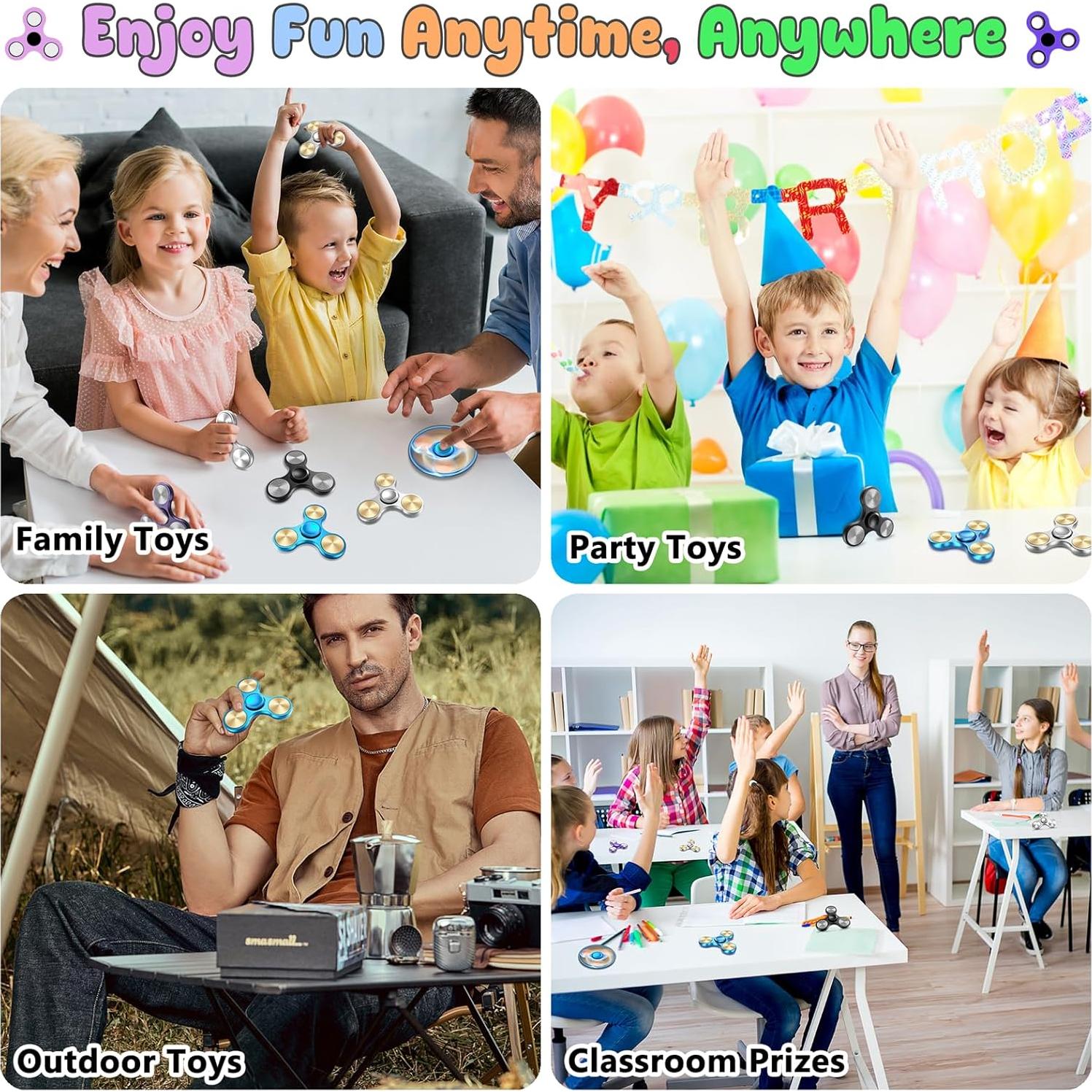 Fidget Spinner ATESSON Metal Azul, Acero Inoxidable, 10.2 cm