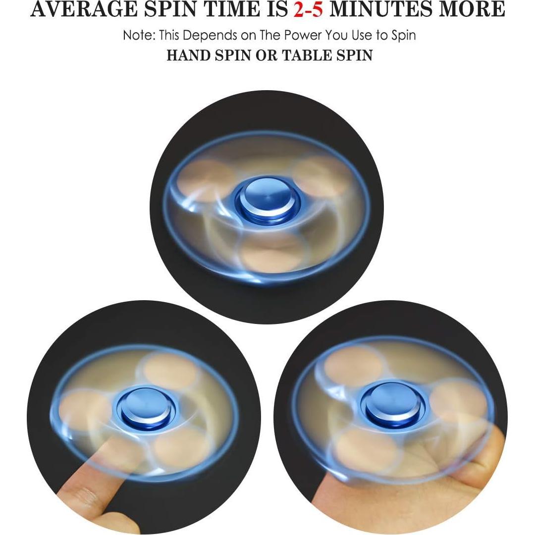 Fidget Spinner ATESSON Metal Azul, Acero Inoxidable, 10.2 cm