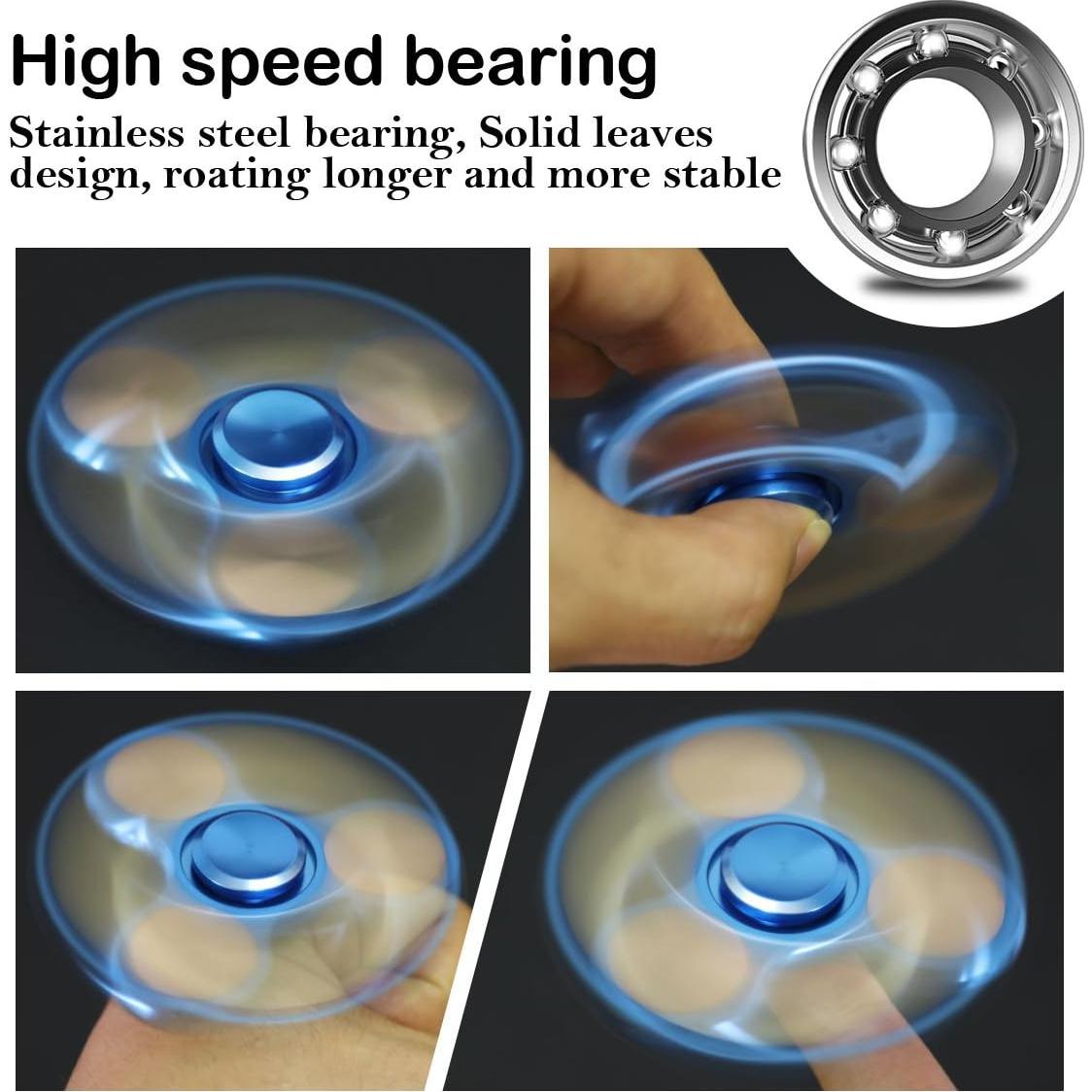Fidget Spinner ATESSON Metal Azul, Acero Inoxidable, 10.2 cm