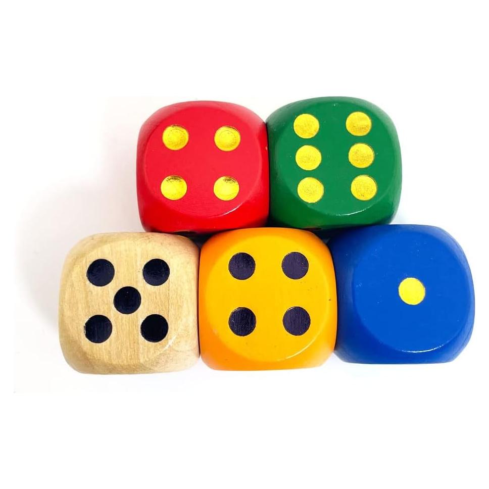 Set de 5 Dados de Madera SmartDealsPro 3 cm Colores Aleatorios