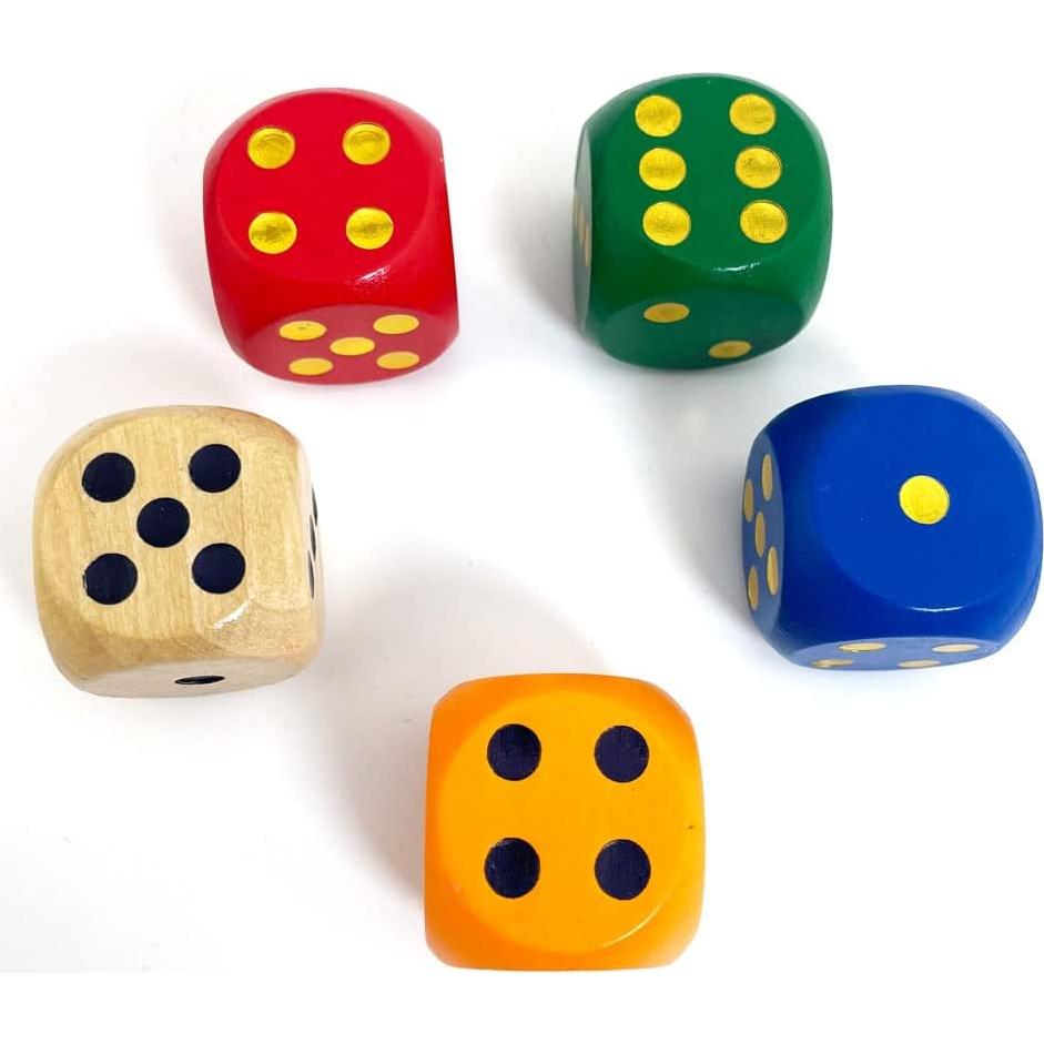 Set de 5 Dados de Madera SmartDealsPro 3 cm Colores Aleatorios