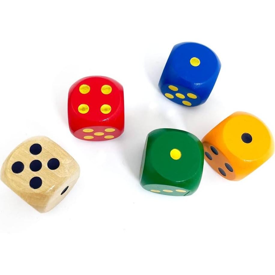 Set de 5 Dados de Madera SmartDealsPro 3 cm Colores Aleatorios