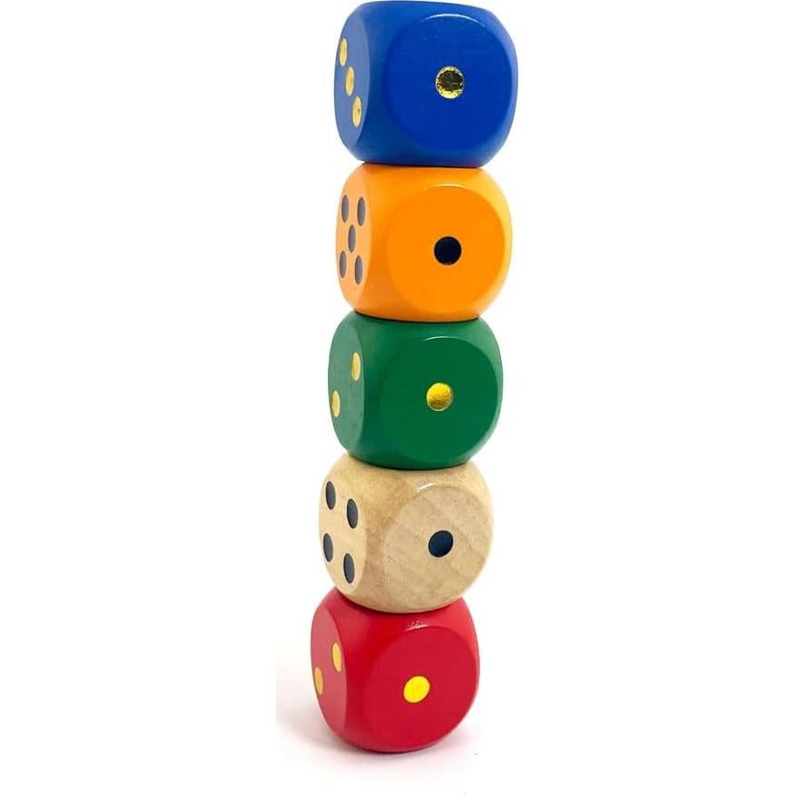 Set de 5 Dados de Madera SmartDealsPro 3 cm Colores Aleatorios
