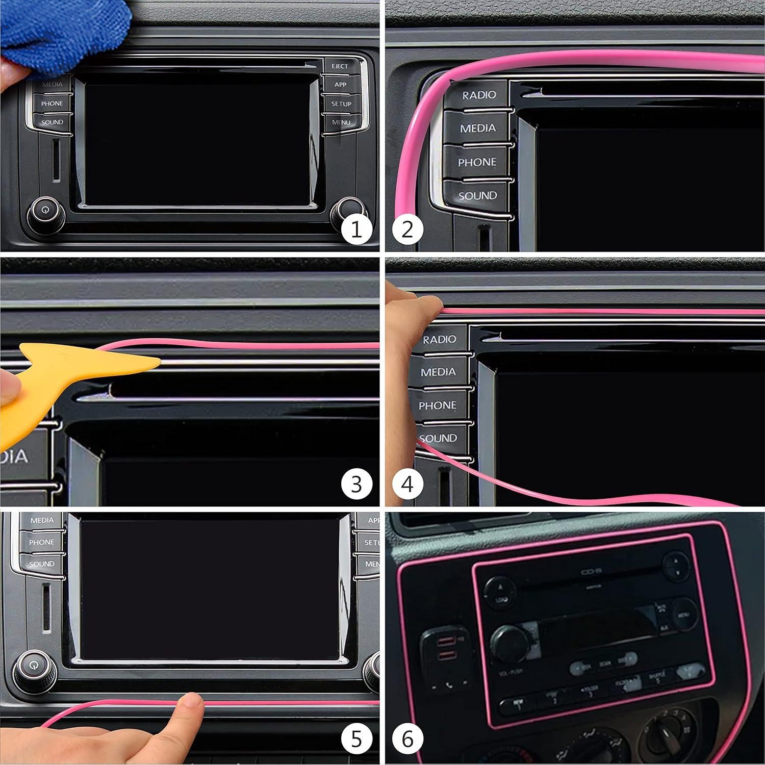 Moldura Decorativa Interior Auto TIKUN TECH Rosa 3.05m