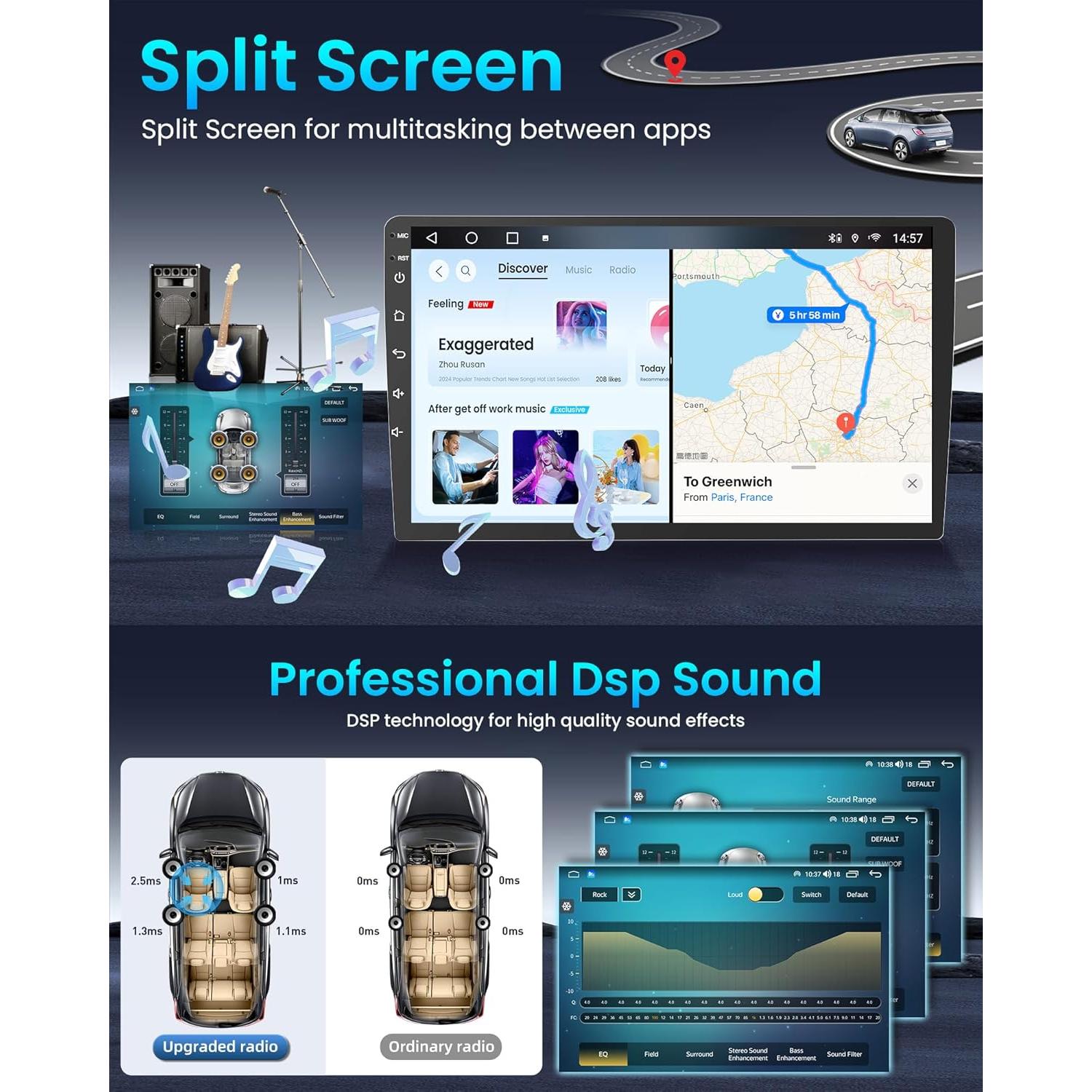 Estéreo Android 10" Jufodrca para Toyota Highlander 2008-2013