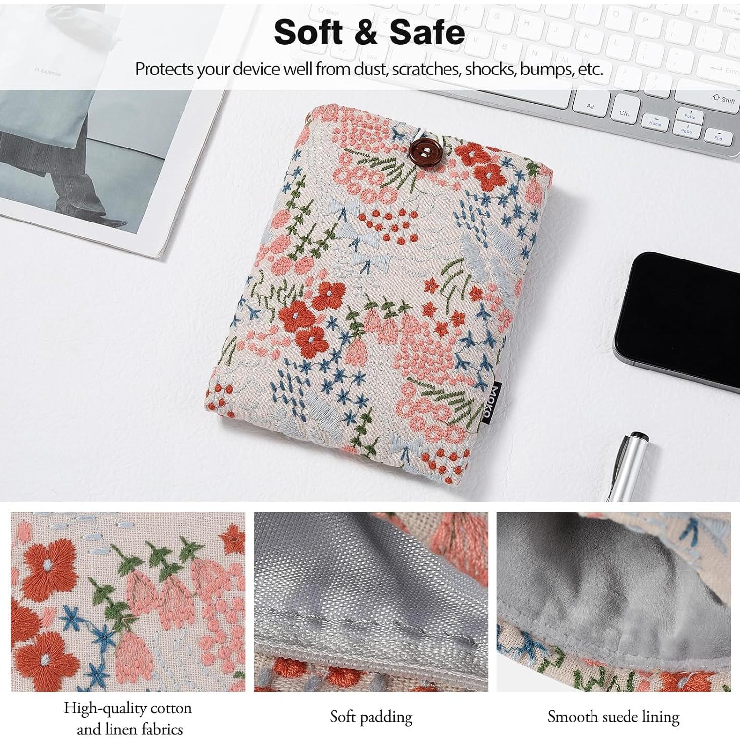 Funda Acolchada MoKo para eReader 6-7" Floral Beige