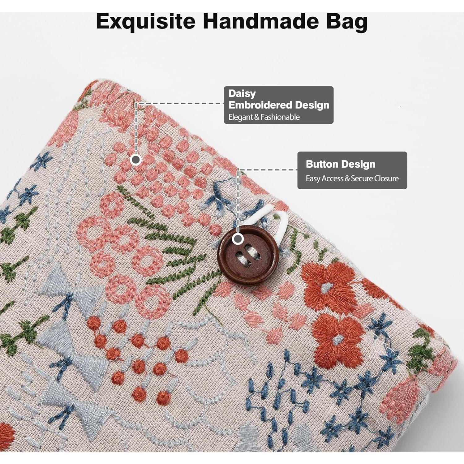 Funda Acolchada MoKo para eReader 6-7" Floral Beige