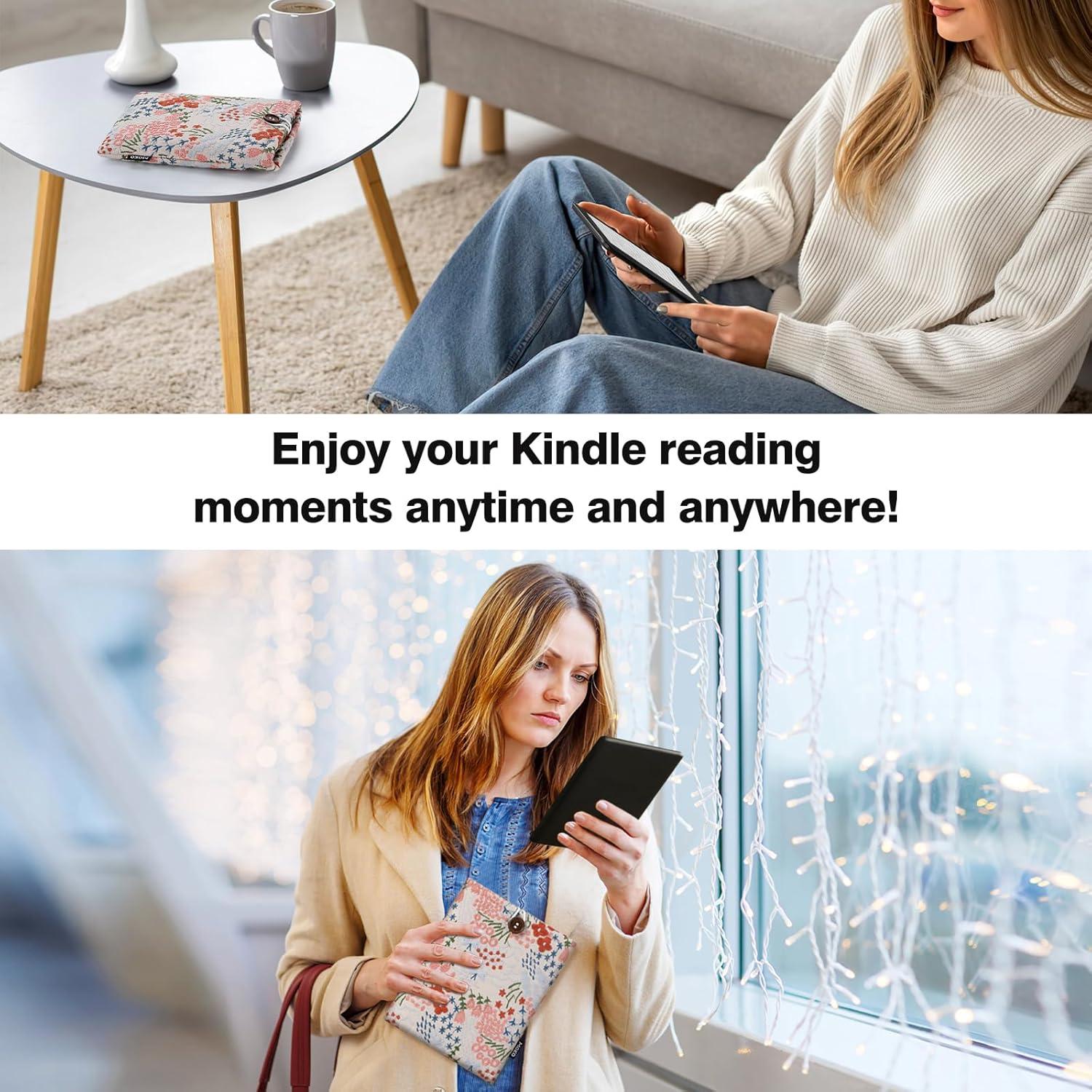 Funda Acolchada MoKo para eReader 6-7" Floral Beige