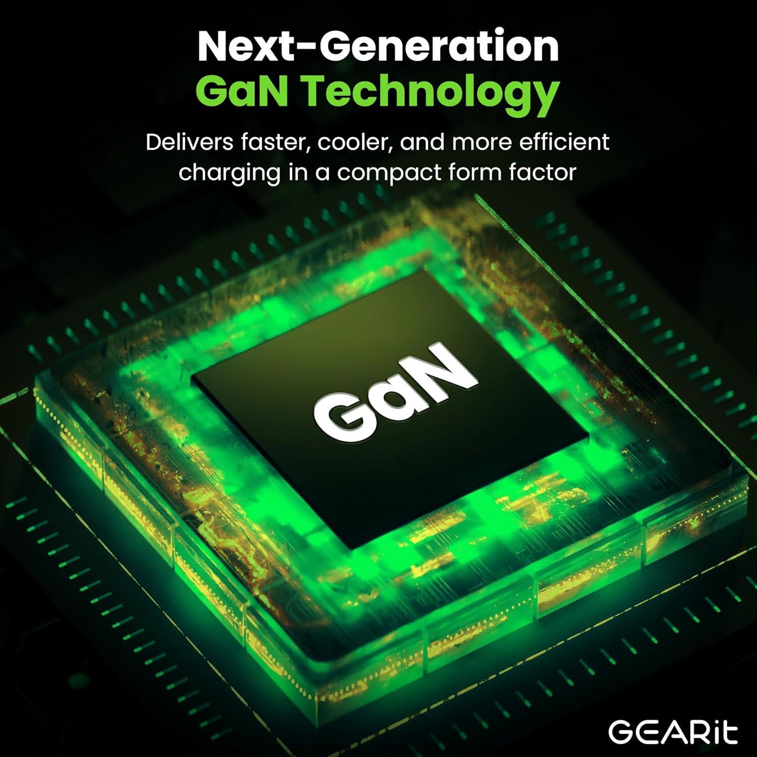 Cargador USB C GEARit 65W GaN 3 Puertos PD 3.0 Negro