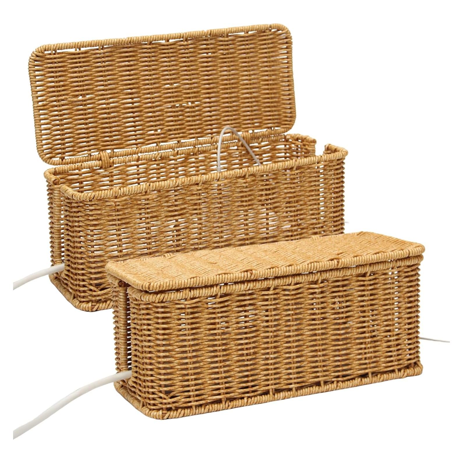 Caja Organizadora de Cables DOVORSY 2 Piezas Rattan 33x13x13cm