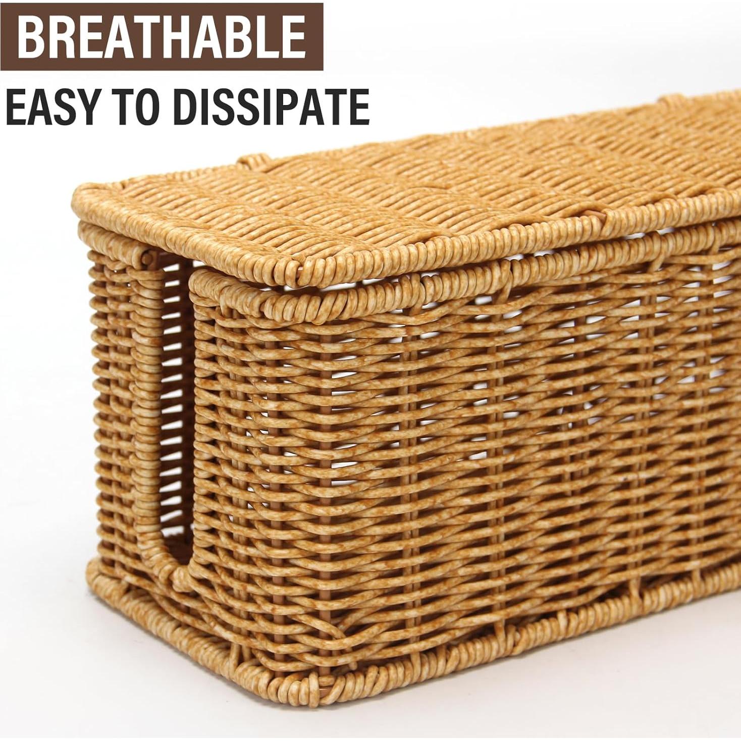 Caja Organizadora de Cables DOVORSY 2 Piezas Rattan 33x13x13cm