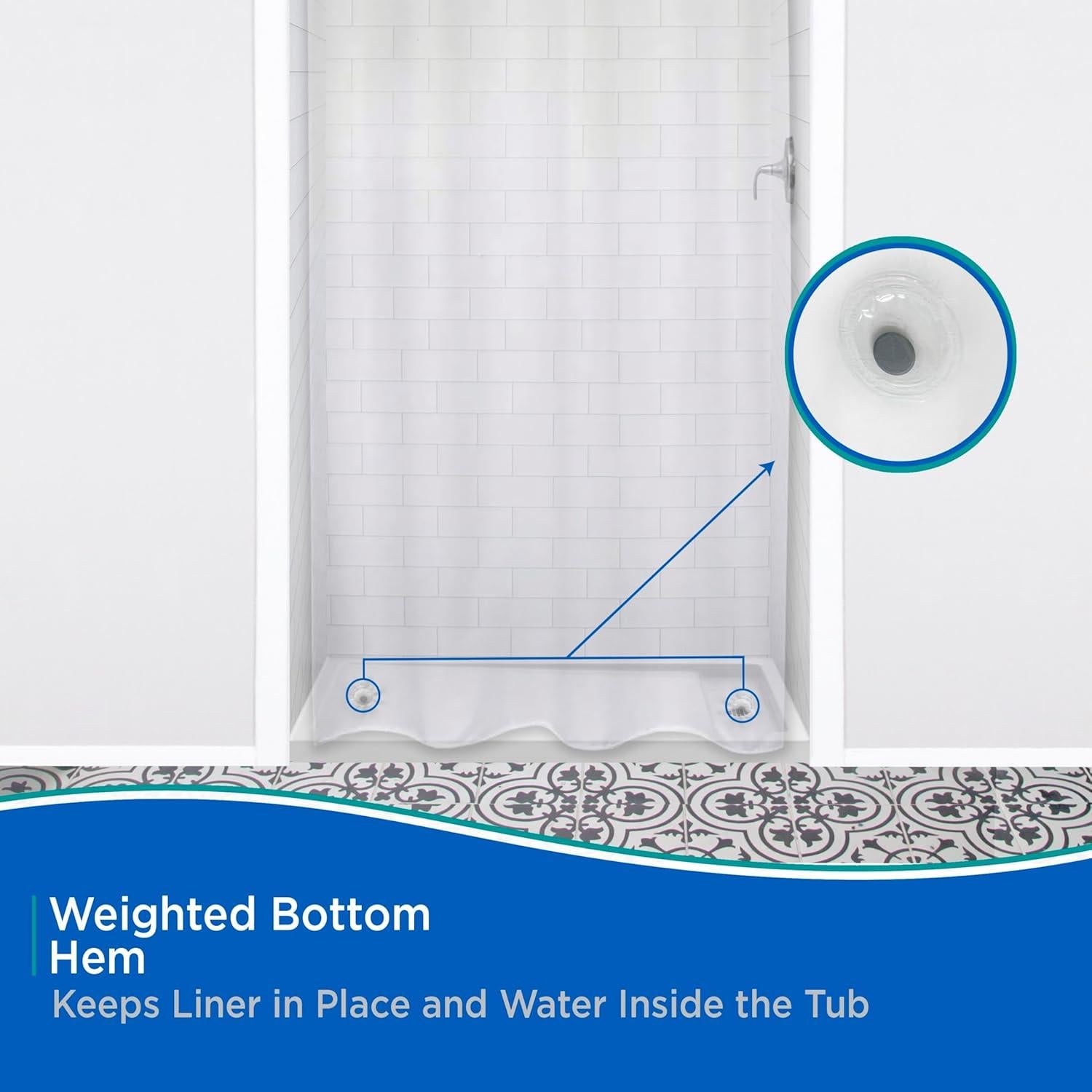 Cortina de Ducha Kenney PEVA Impermeable 107x183 cm Transparente