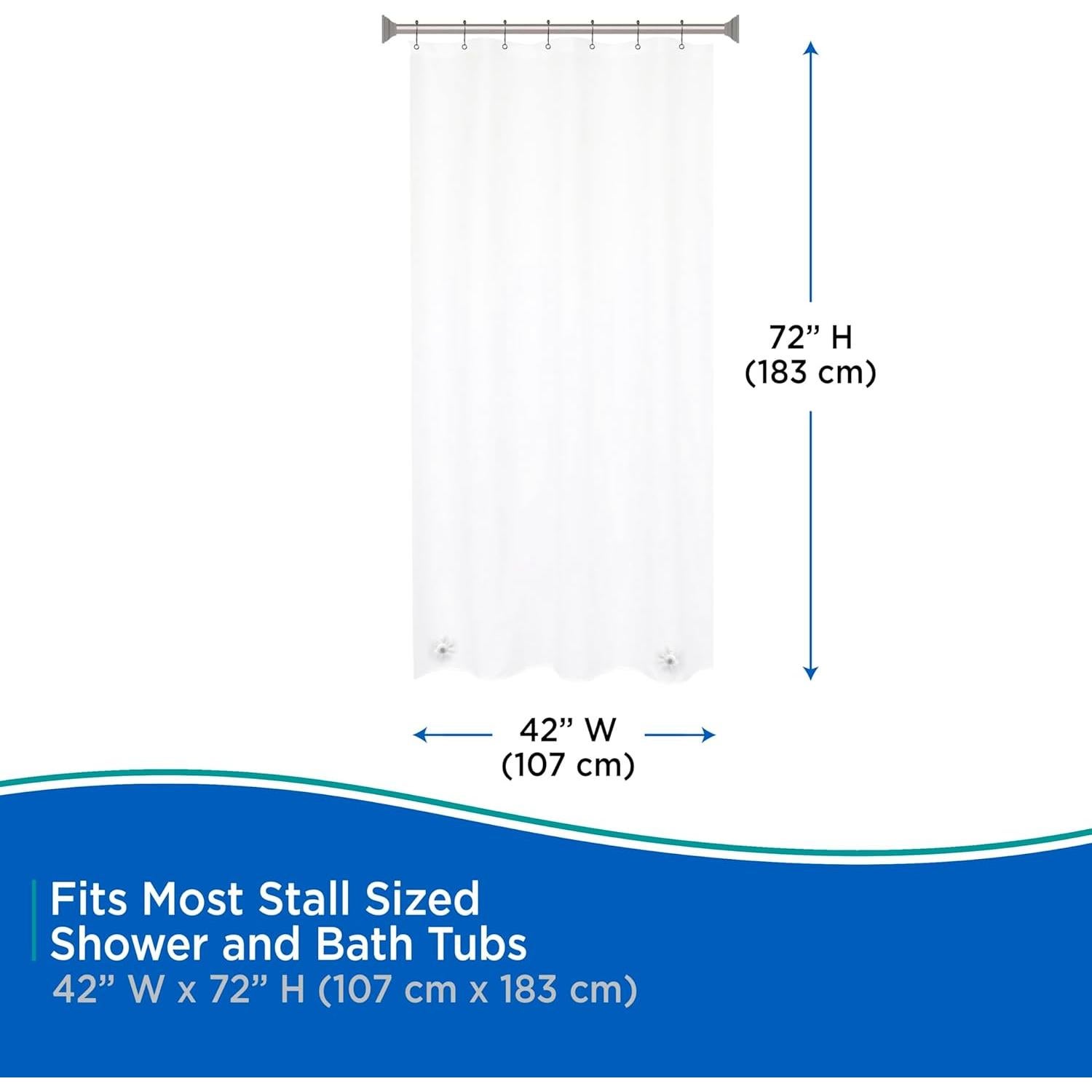 Cortina de Ducha Kenney PEVA Impermeable 107x183 cm Transparente
