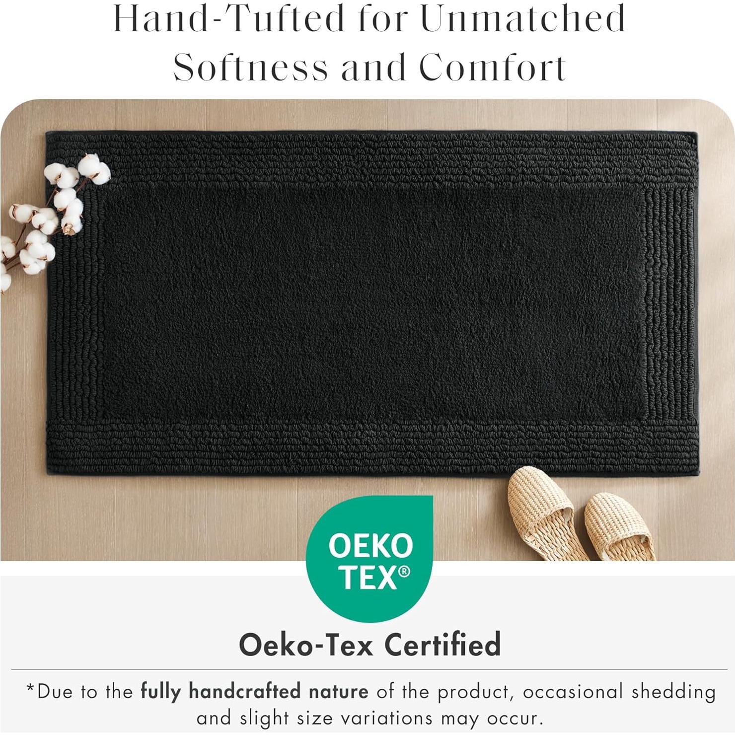 Alfombra de baño Madison Park Splendor 100% algodón 43x61 cm negra