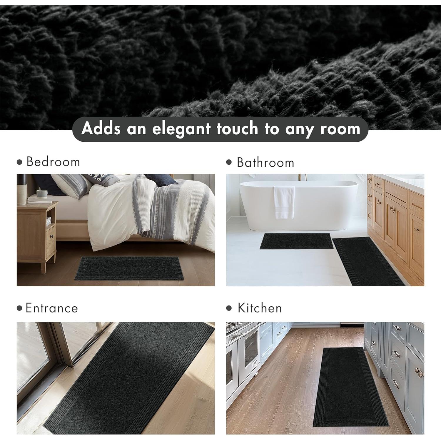Alfombra de baño Madison Park Splendor 100% algodón 43x61 cm negra