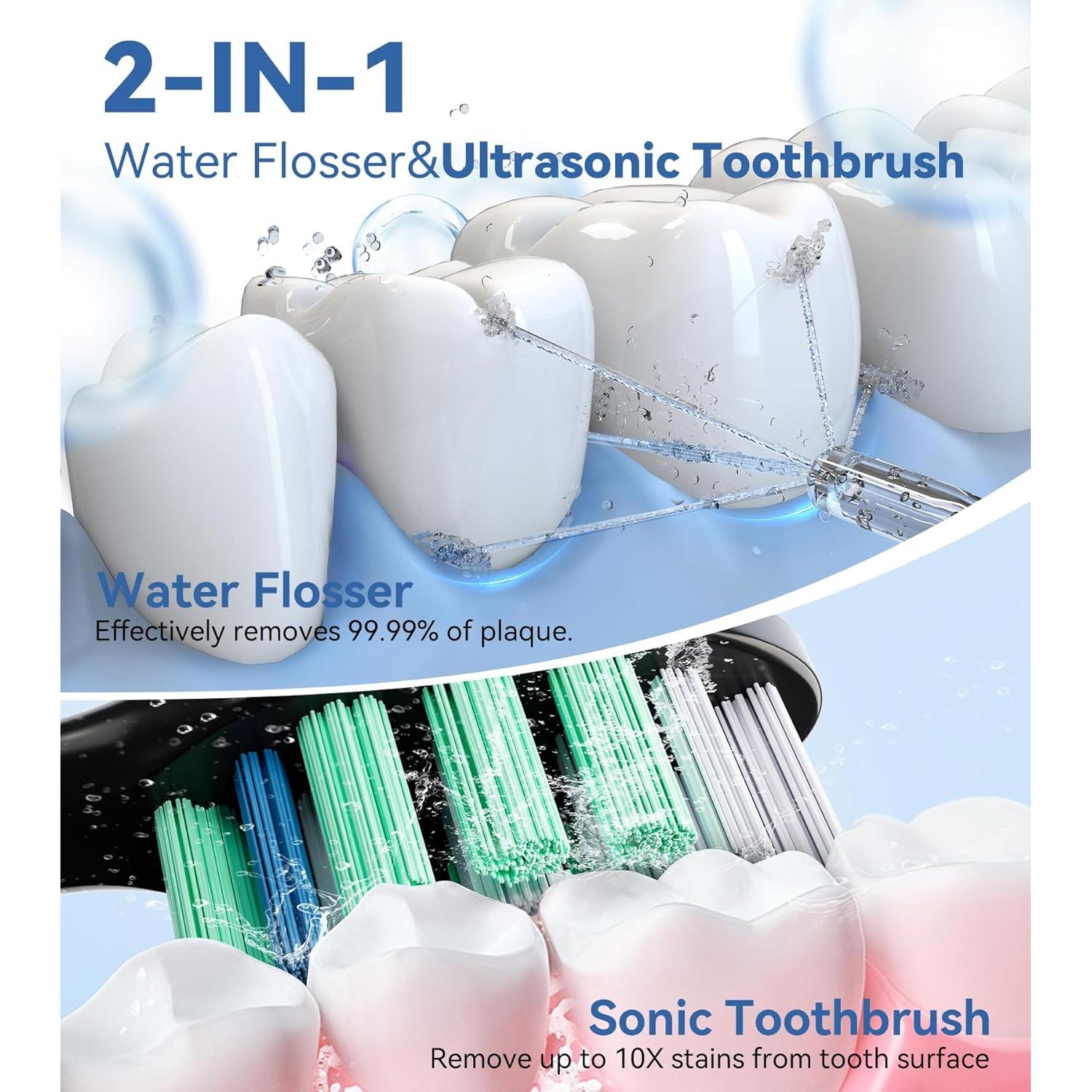 Combo Irrigador Dental y Cepillo Eléctrico HEXAYA 600ml 10 Modos