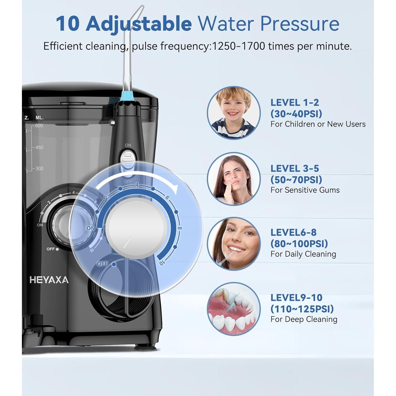 Combo Irrigador Dental y Cepillo Eléctrico HEXAYA 600ml 10 Modos