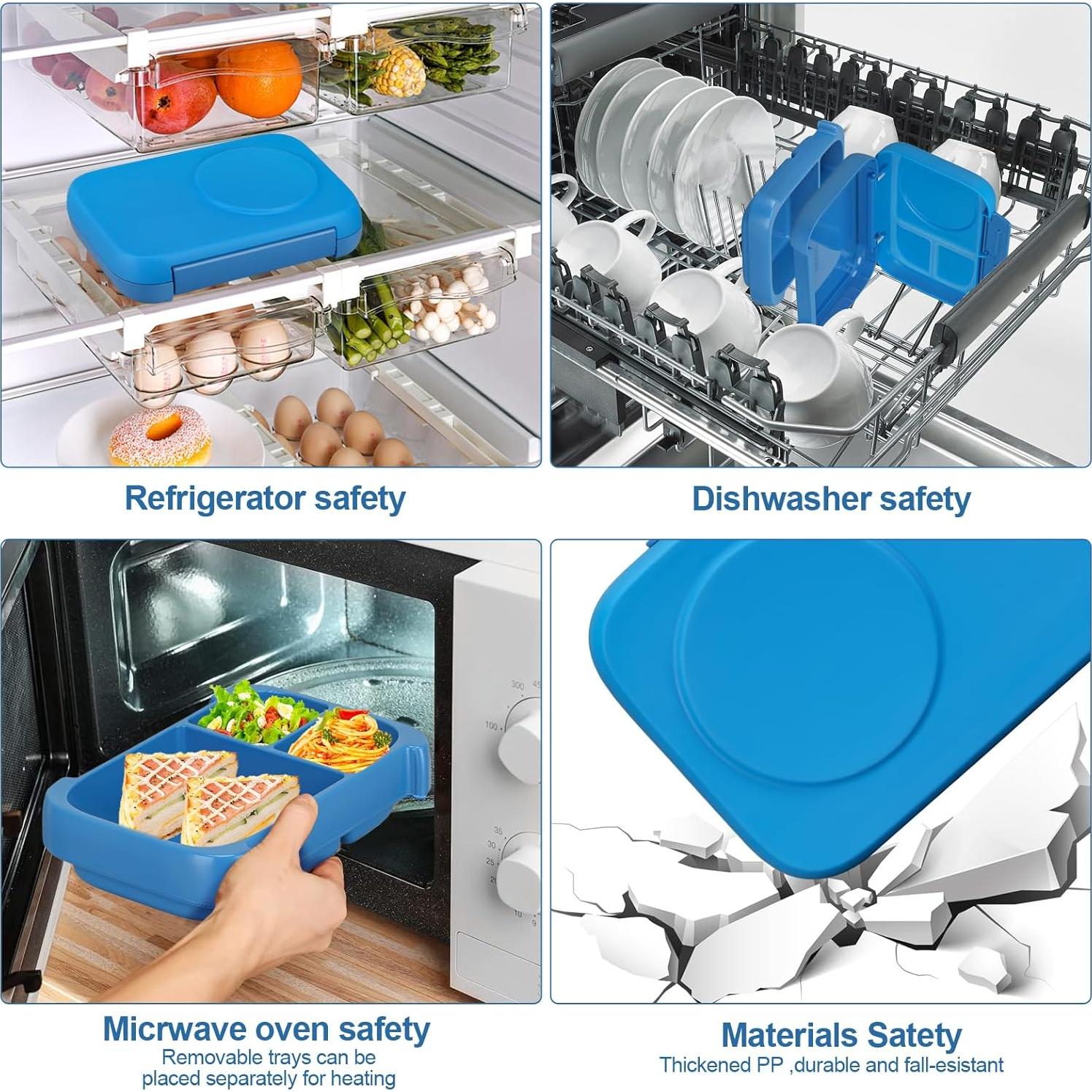 Caja de Almuerzo MAISON HUIS Azul 3 Compartimentos a Prueba de Fugas