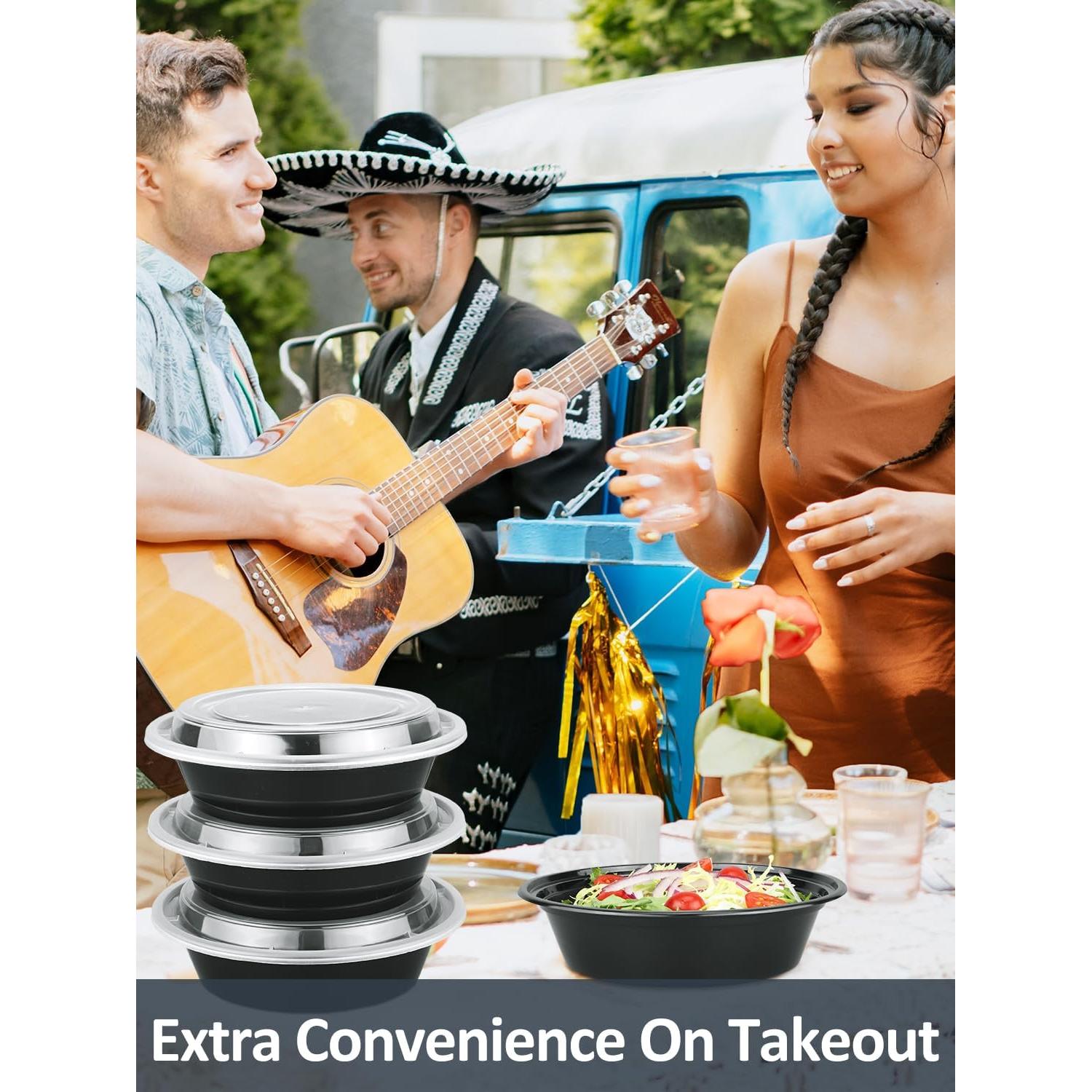 50 Recipientes de Almacenamiento NEEBAKE 24oz Apto Microondas