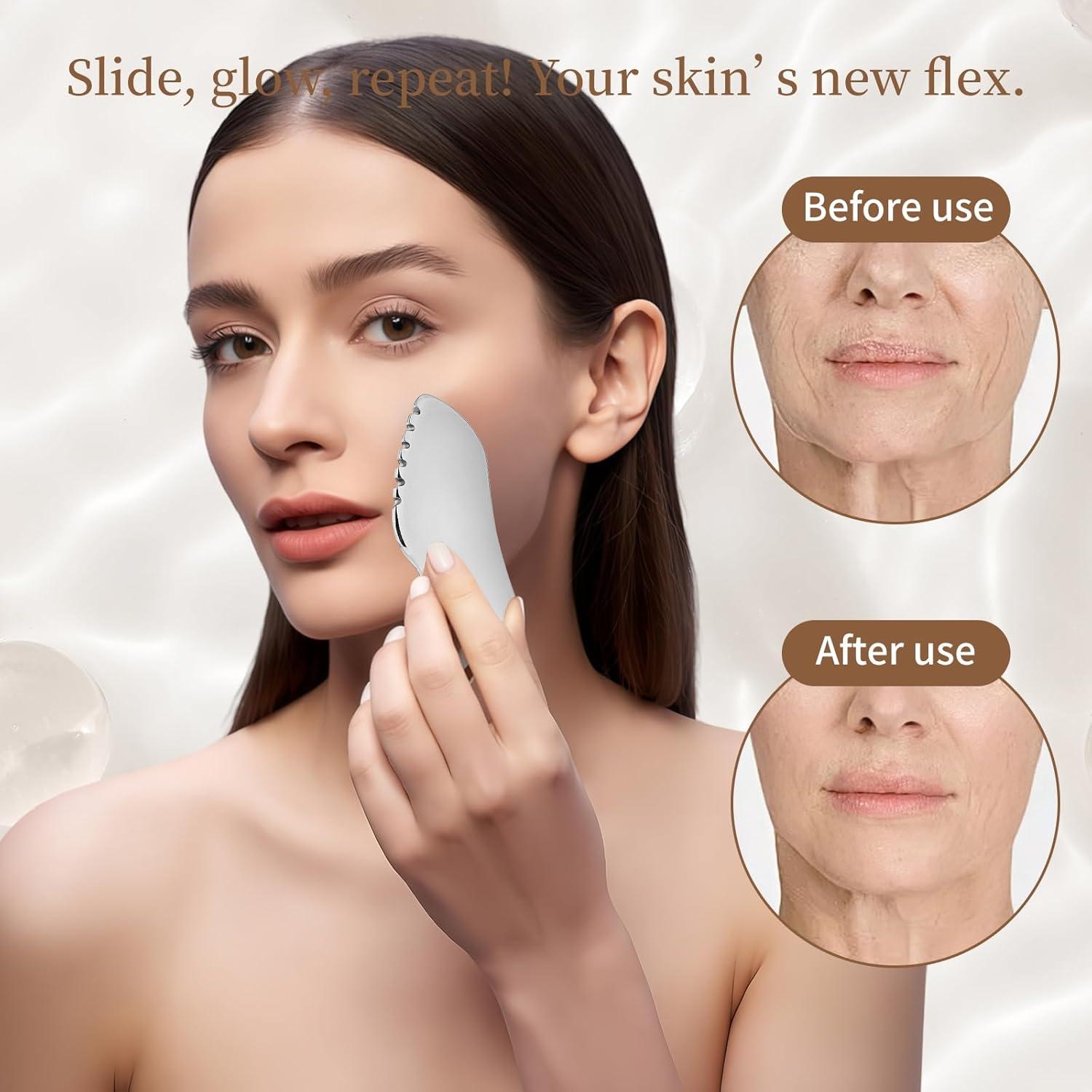 Herramienta Gua Sha de Acero Inoxidable ZminRN - Masaje Facial