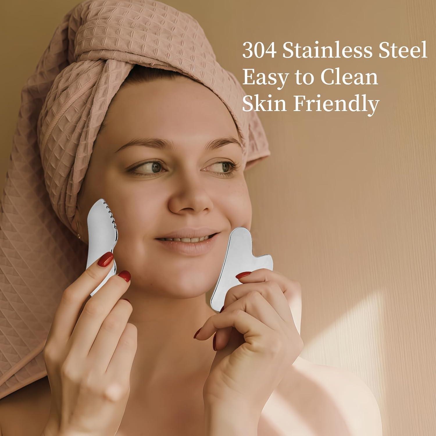 Herramienta Gua Sha de Acero Inoxidable ZminRN - Masaje Facial