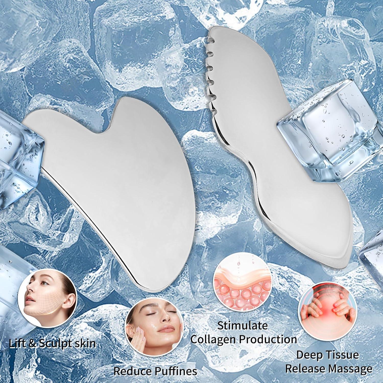 Herramienta Gua Sha de Acero Inoxidable ZminRN - Masaje Facial