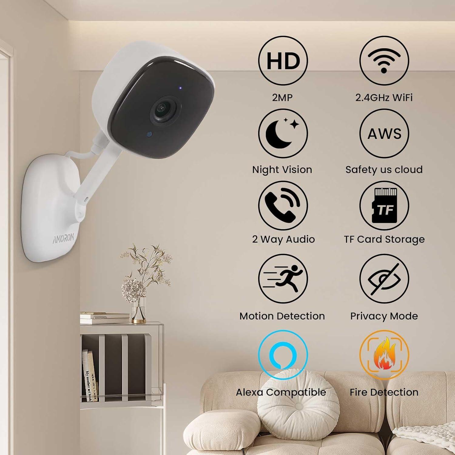 Cámara de Seguridad WiFi Interior AMOROM 1080P con Audio Bidireccional
