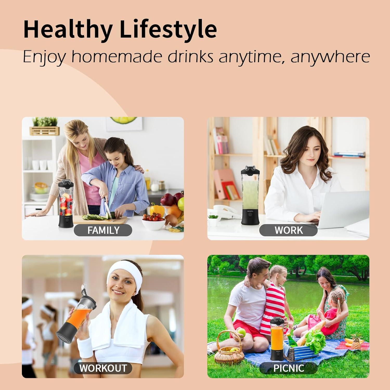 Batidora Mini Portátil VKYOZVA 600ml Inalámbrica USB-C