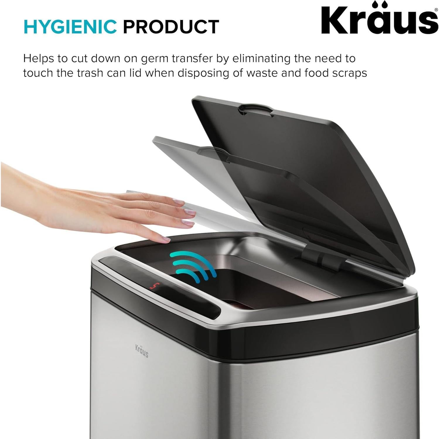 Basurero KRAUS GarbagePro 49L Rectangular Negro Mate con Sensor