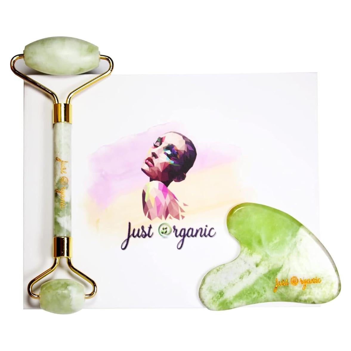 Juego de Rodillo de Jade y Gua Sha Sky Zone 3 Piezas Verde