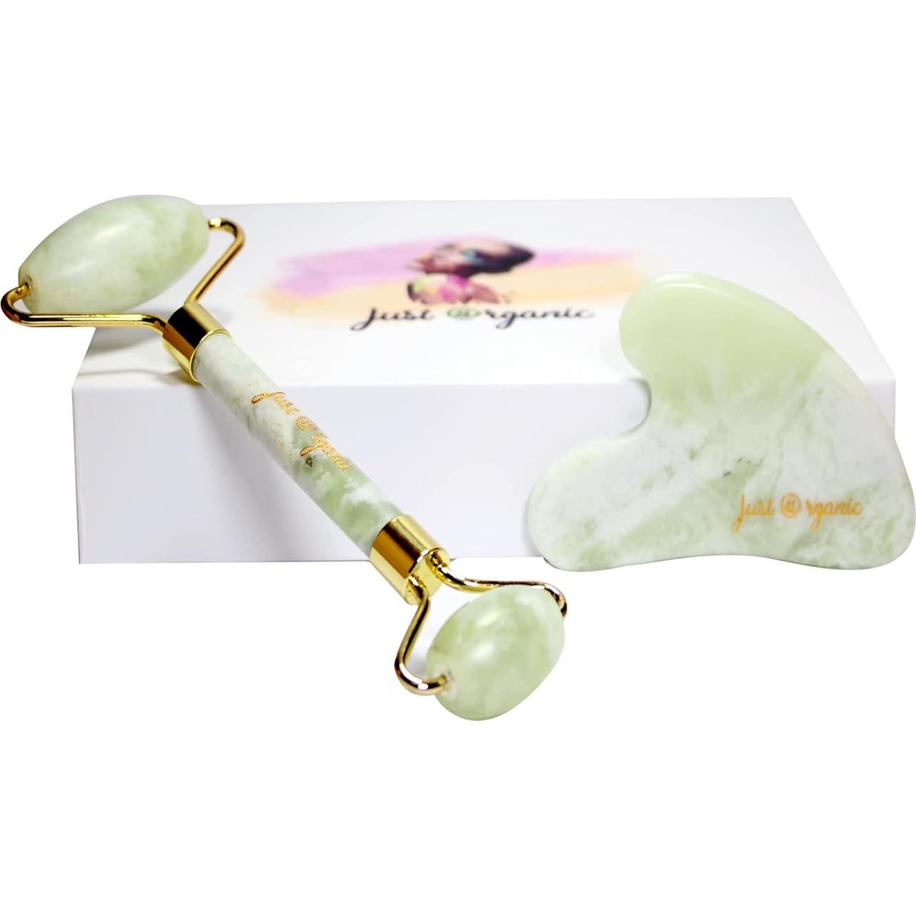 Juego de Rodillo de Jade y Gua Sha Sky Zone 3 Piezas Verde