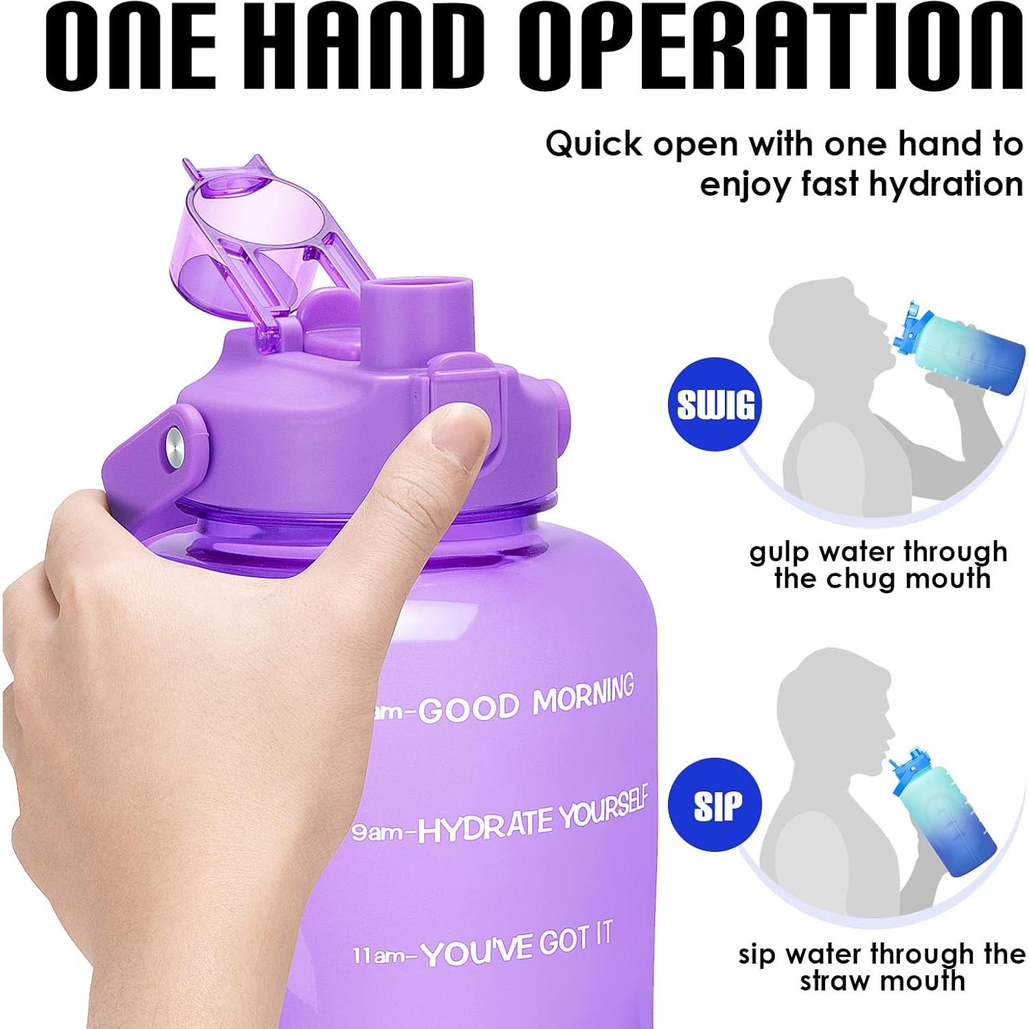 Botella de Agua HydroPal 1 Galón 128 oz con Pajilla y Horarios