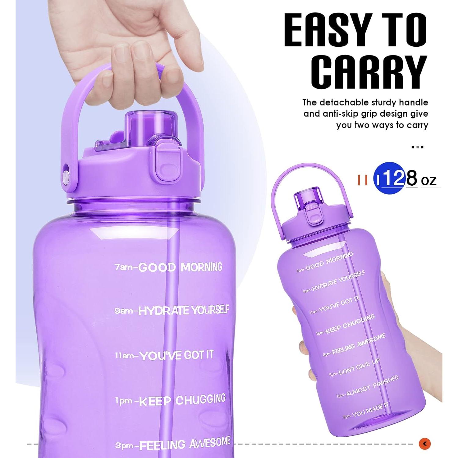 Botella de Agua HydroPal 1 Galón 128 oz con Pajilla y Horarios