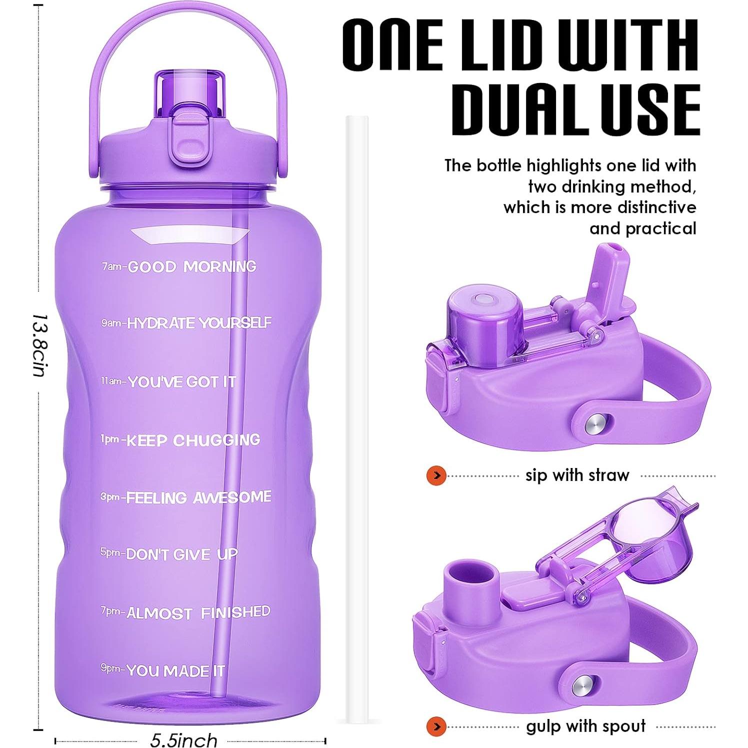 Botella de Agua HydroPal 1 Galón 128 oz con Pajilla y Horarios