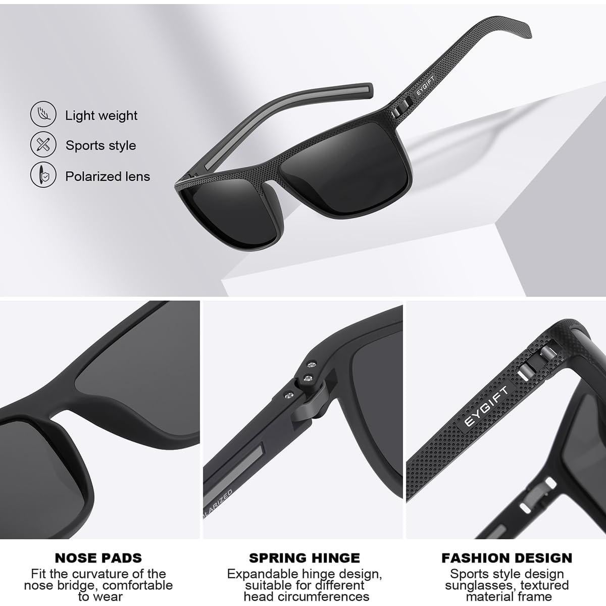 Gafas de Sol Polarizadas EYGIFT UV400 Unisex 2 Piezas