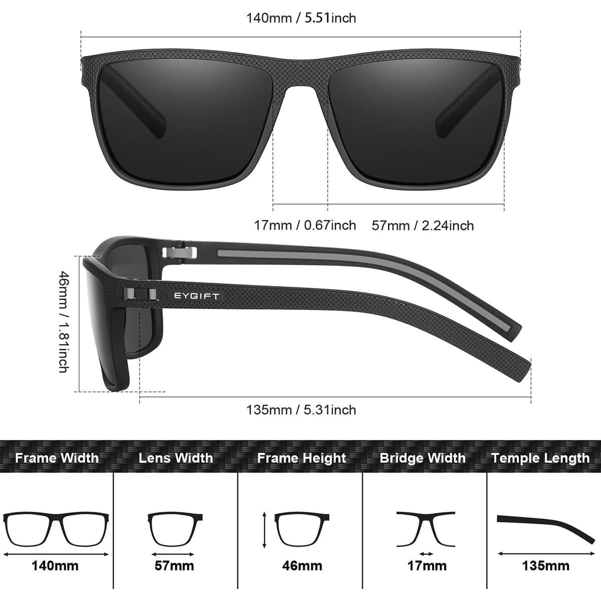 Gafas de Sol Polarizadas EYGIFT UV400 Unisex 2 Piezas